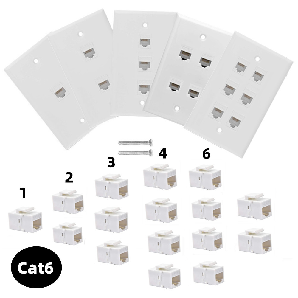 1口 2口3口4口6口卡扣面板网络cat6信号免焊接插座面板面板墙插