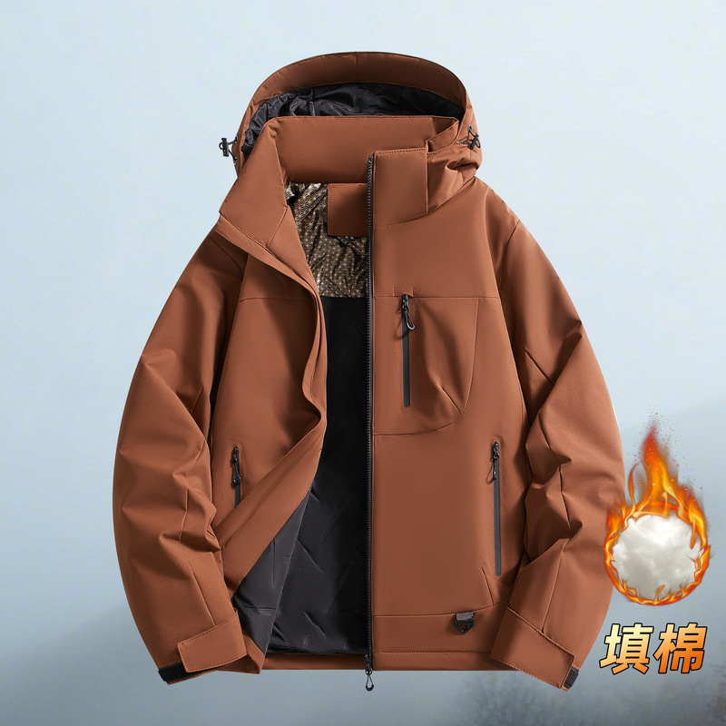 秋冬运动棉衣男户外女棉服加厚保暖防风加绒外套大码休闲连帽夹克|undefined