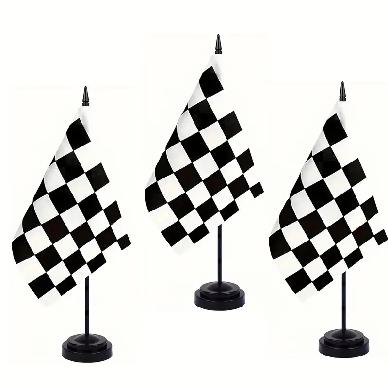 跨境现货黑白格手摇旗塑料单杆旗座旗帜小彩旗各国国旗美国旗杆