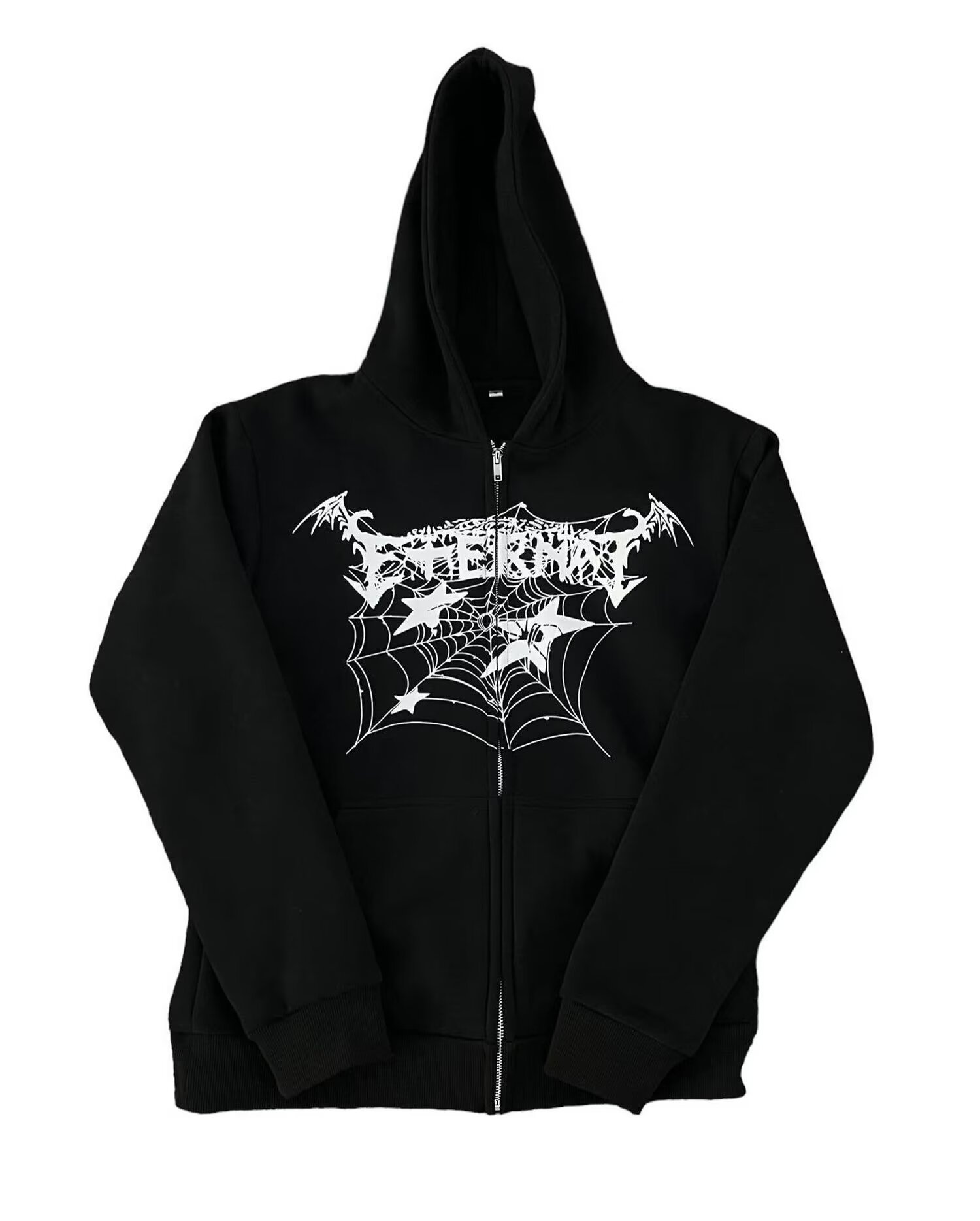 Five-pointed Star Spider Web Hoodie For Couples Oversized Sweater_voghion.com