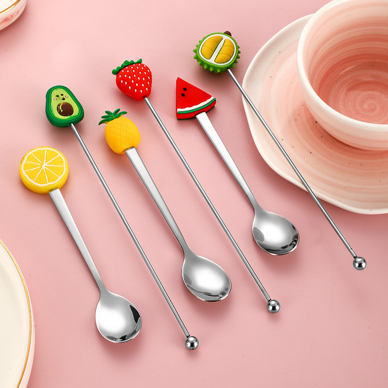 304 Cross-border Christmas Doll Head Spoon Fork suit Creative Doll Cartoon Silicone Head Coffee Spoon Fruit Fork Gift Box