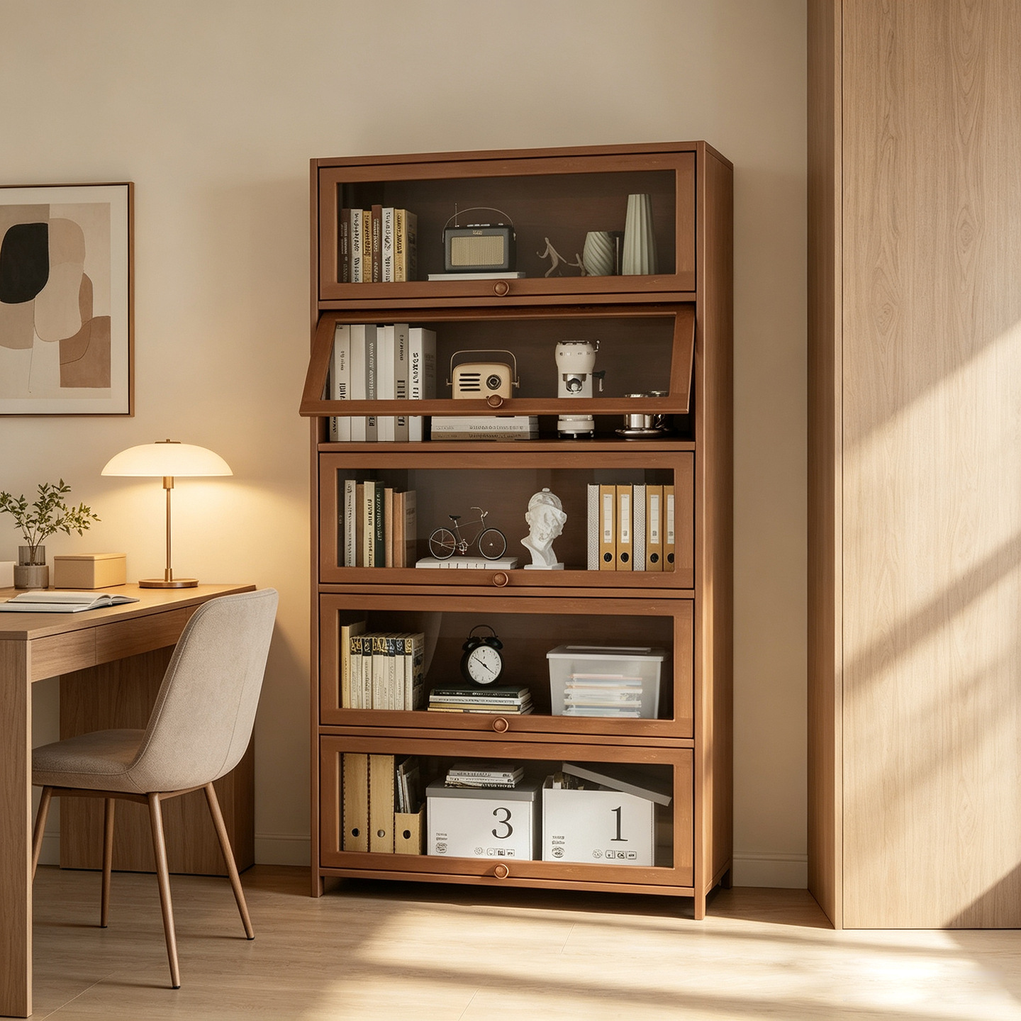 Estante de estantería Sala de estar de piso a techo Armario de almacenamiento simple Gabinete de exhibición de dormitorio con almacenamiento de puerta Librería a prueba de polvo