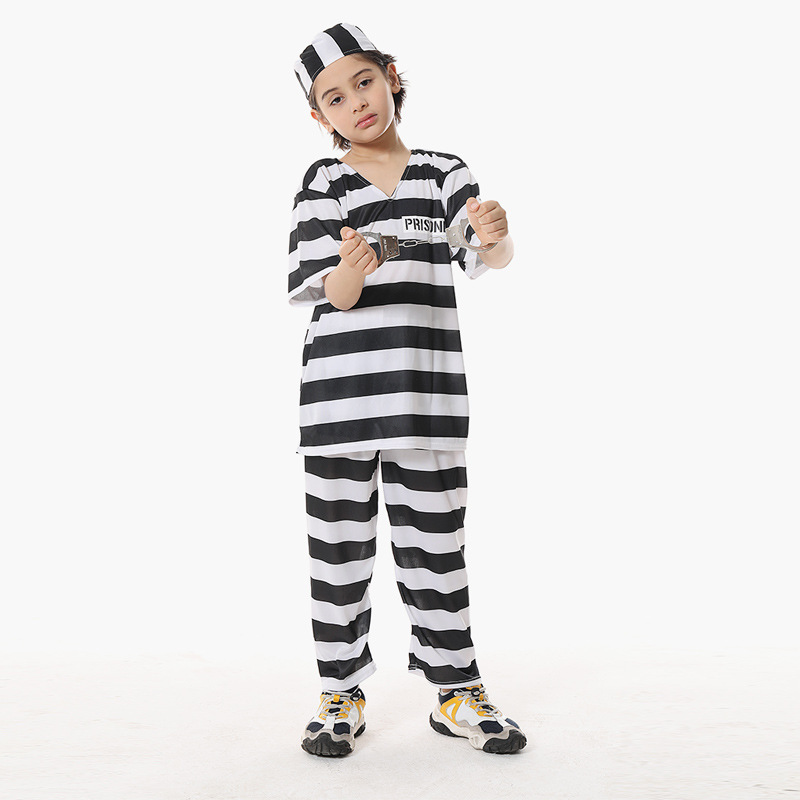 Halloween cosplay costumes adult children American police detective police chief prison prisoner orange prison uniform