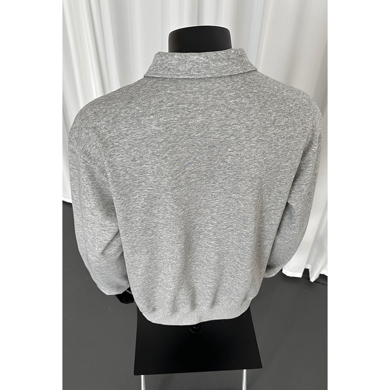 300 g schweres chinesisches Baumwoll-Sweatshirt mit halbem Reißverschluss, Rollkragen und langen Ärmeln für Damen und Herren, lockere Passform, vielseitig._voghion.com