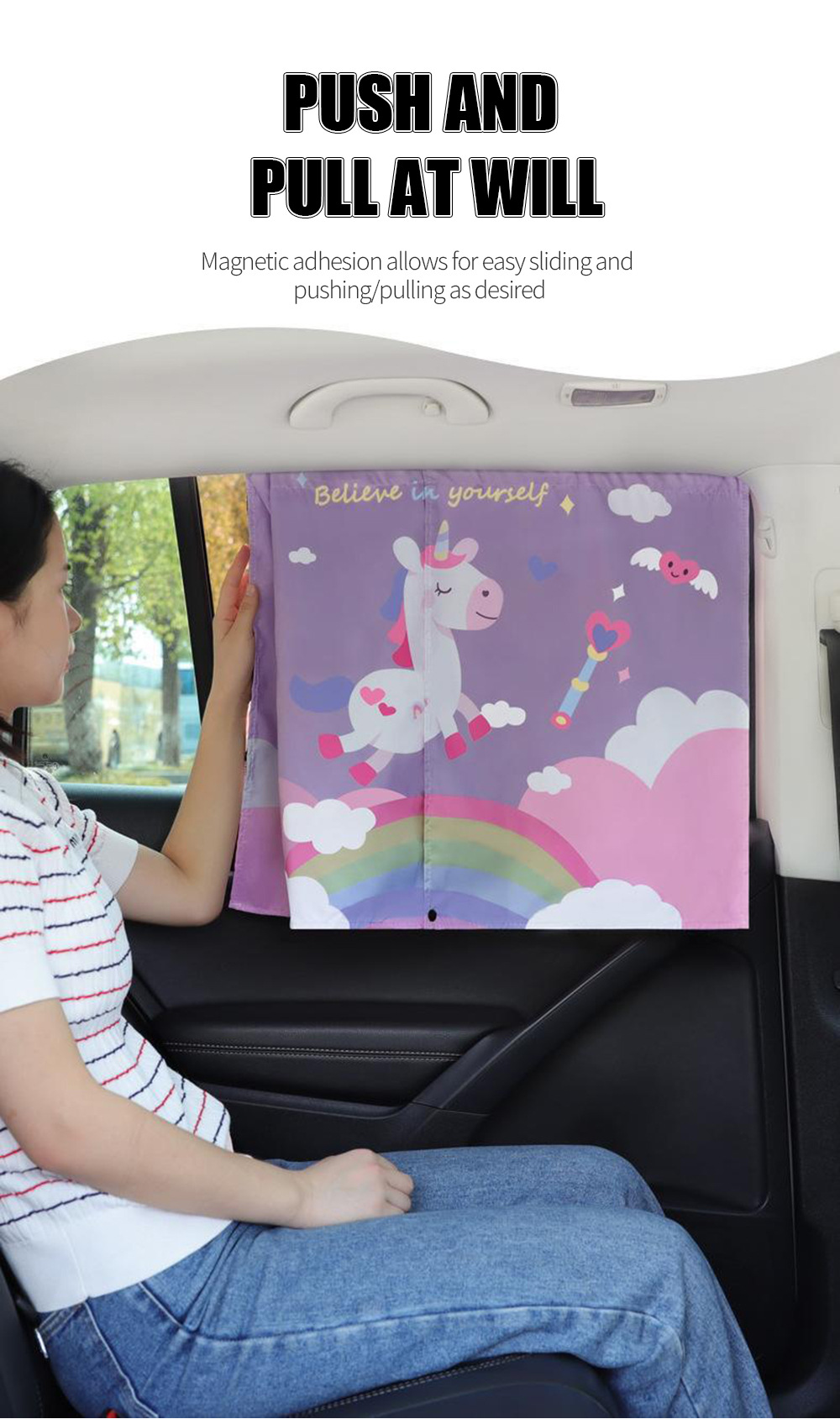 Magnetic suction car sunshade cartoon car curtain car side window shade baby sun protection and heat insulation sunshade