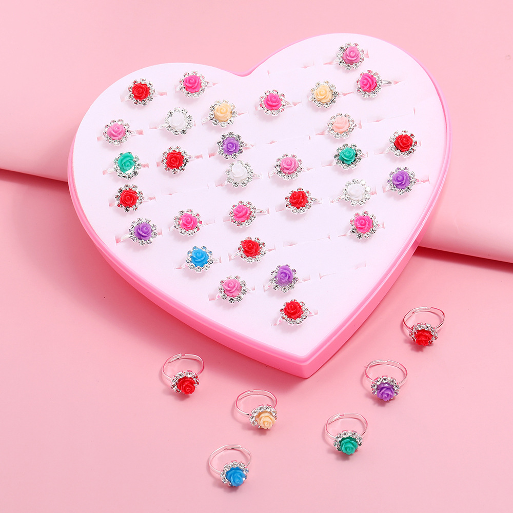 246g Weight Rhinestones Inlay Material Simple Style Flower Metal Inlay Rhinestones Girl'S Open Rings