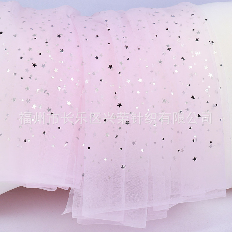 Children's Clothing Stage Quiet Skirt Wedding Dress Mesh Nylon American Net Low Net Bronzing Sheet Cloth Sprinkled Gold Yarn