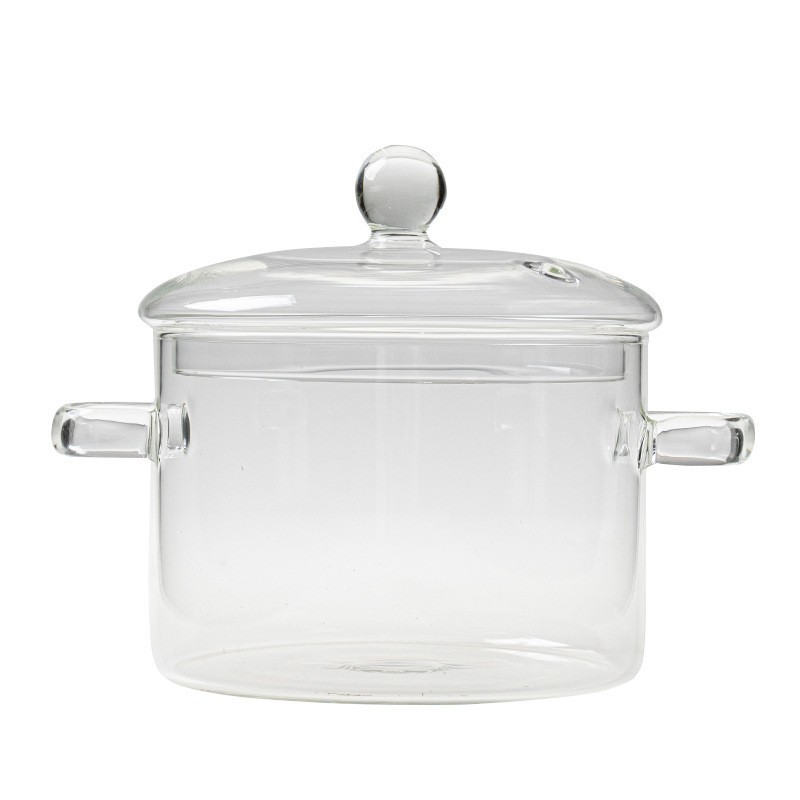 Olla de vidrio binaural de alto valor Olla de estofado transparente de gas resistente al calor de alta temperatura olla de sopa saludable olla de fideos instantáneos al por mayor