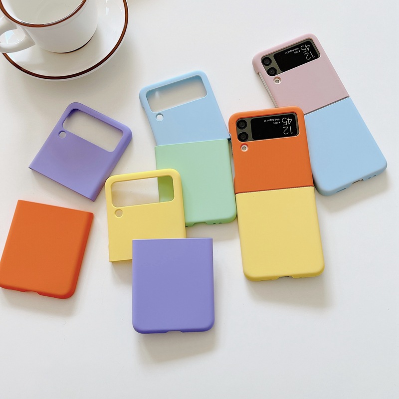 Adatto per Samsung ZFlip 3 custodia a contrasto pieghevole schermo flip stile tinta unita pacchetto completo copertura protettiva per PC,_voghion.com