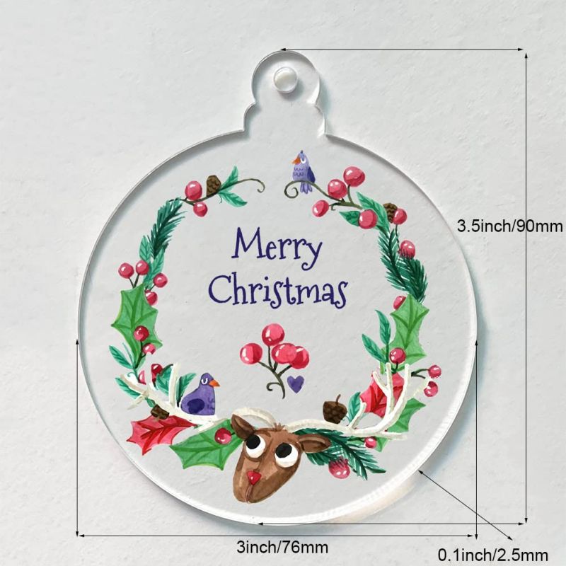 Colgante acrílico conjunto de medallas listado decoración acrílico colgante transparente plataforma transfronteriza 6.6 * 6CM Navidad