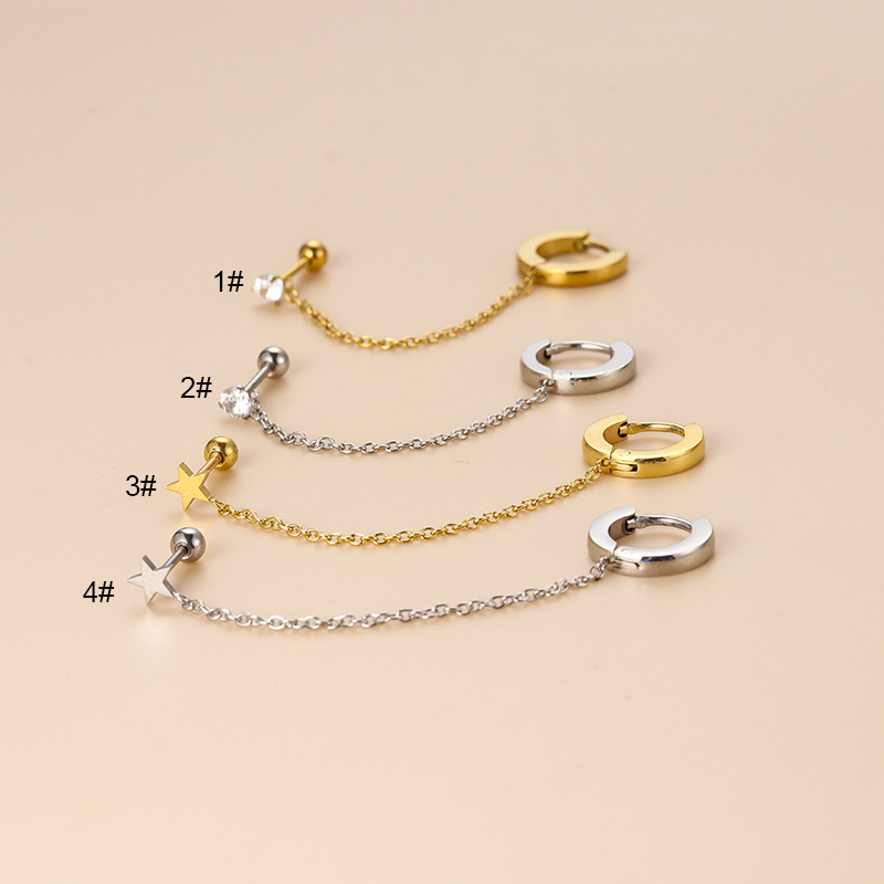 3g Weight 1 Piece 316L Stainless Steel Ear Cartilage Rings & Studs Star Waterproof Non Tarnish Surgical Steel Women'S
