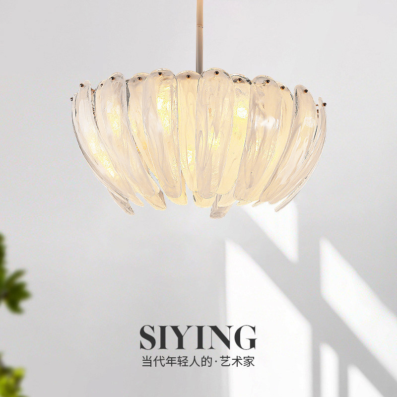 Cloud Feather Glass Bedroom Chandelier French Murano Master Bedroom Ambient Light Light Luxury Retro Art Dining Room Lighting Fixtures Cloud Feather Glass Bedroom Chandelier French Murano Master Bedroom Ambient Light Light Luxury Retro Art Dining Room Lighting Fixtures