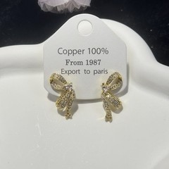 新款小众设计高级感满钻蝴蝶结耳钉轻奢独特个性耳环耳饰品批发