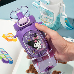 艾可思三麗鷗庫洛米聯畫太空杯兒童學生便攜食品級硅膠吸管塑料杯