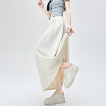 米白色休闲西装半身裙女夏季新款小个子高腰显瘦垂感a字中长裙子