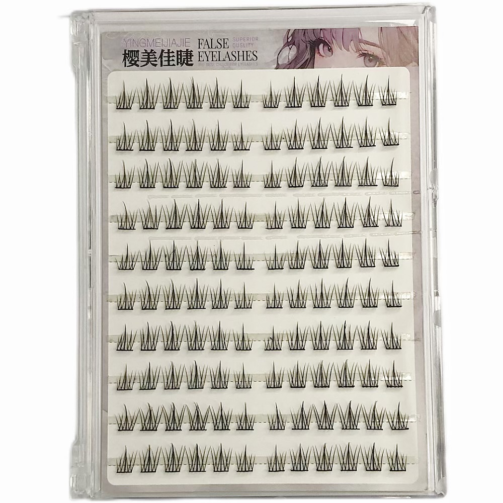 Los viejos clientes disfrutan exclusivamente de flores de sol sin pegamento clásicas de moda ampliando las raíces de ambos ojos con pestañas falsas de simulación segmentadas claras.