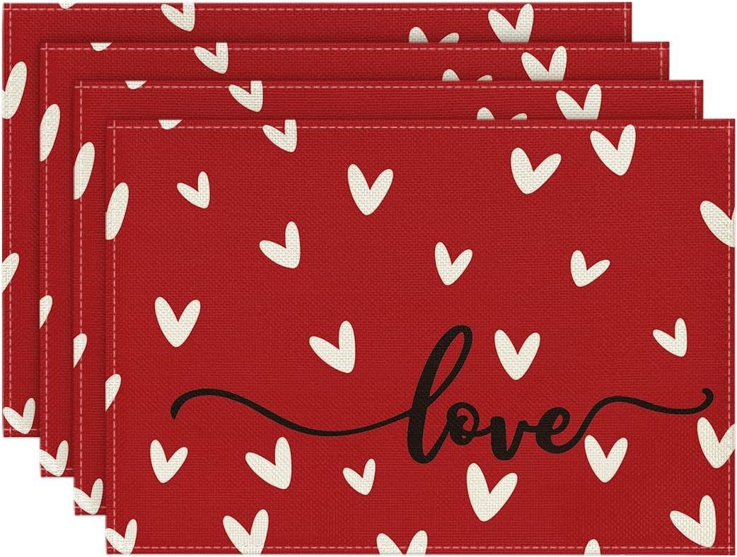 Juego de mantel individual y camino de mesa transfronterizo con estampado de corazones, mantel, tapete aislante térmico, decoración para ambiente festivo, tira larga nórdica para mesa de centro. image 14