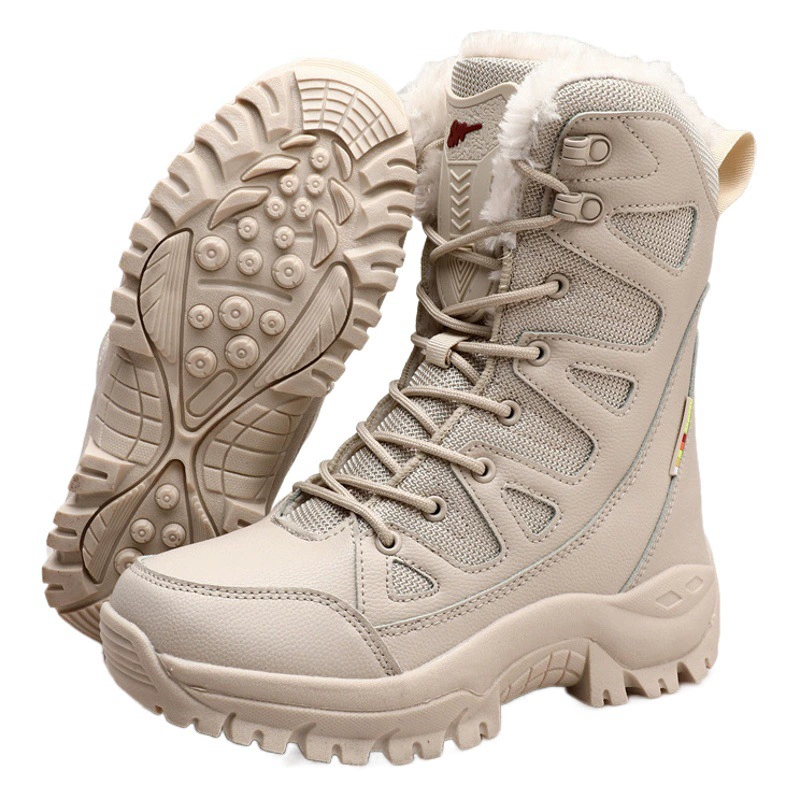 Зимние уличные зимние сапоги, мужские высокие ботинки на флисовой подкладке, утолщенная непромокаемая Нескользящая теплая хлопковая обувь, женские зимние ботинки для внешней торговли для пар