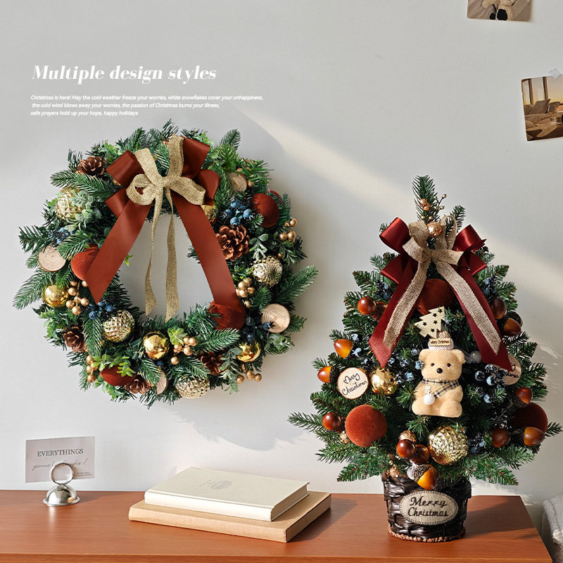 Nuevas decoraciones de Navidad transfronterizas mini escritorio pequeño árbol de Navidad PE guirnaldas colgantes colgantes paquetes