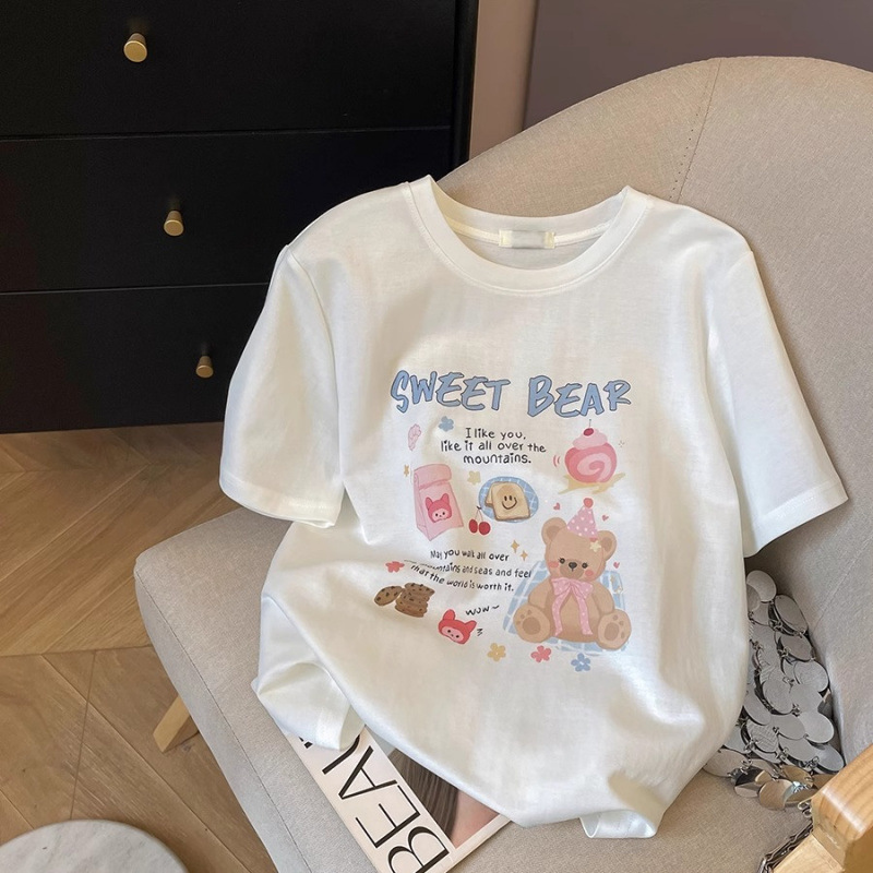 ピュアコットン半袖Tシャツレディース2025年夏新作人気ゆったり半袖ファッション年齢軽減Tシャツラウンドネックトップ|undefined