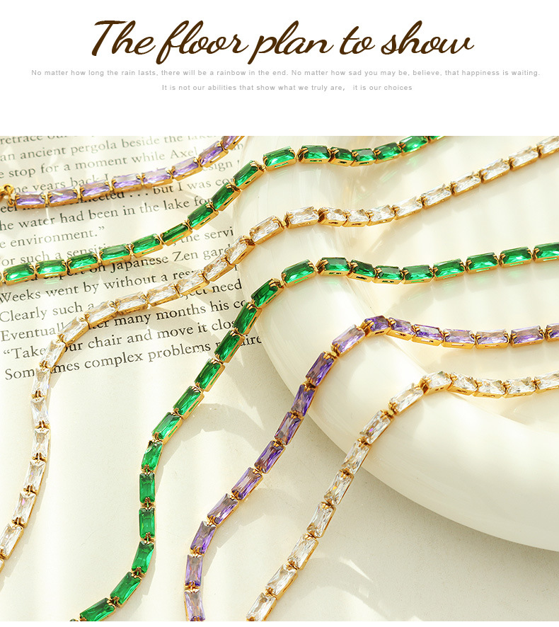 Fashion Geometric Titanium Steel Inlay Bracelets Necklace