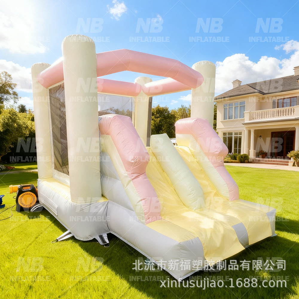 Niños al aire libre inflables rebotar castillo macarón tema de boda cama de salto blanco inflables parque casa de juguetes