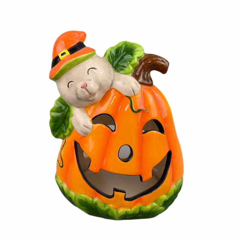 Halloween calabaza LED luz candelabro artesanía decoración creativa pequeña linterna dibujos animados fantasma Festival calabaza cabeza viento lámpara