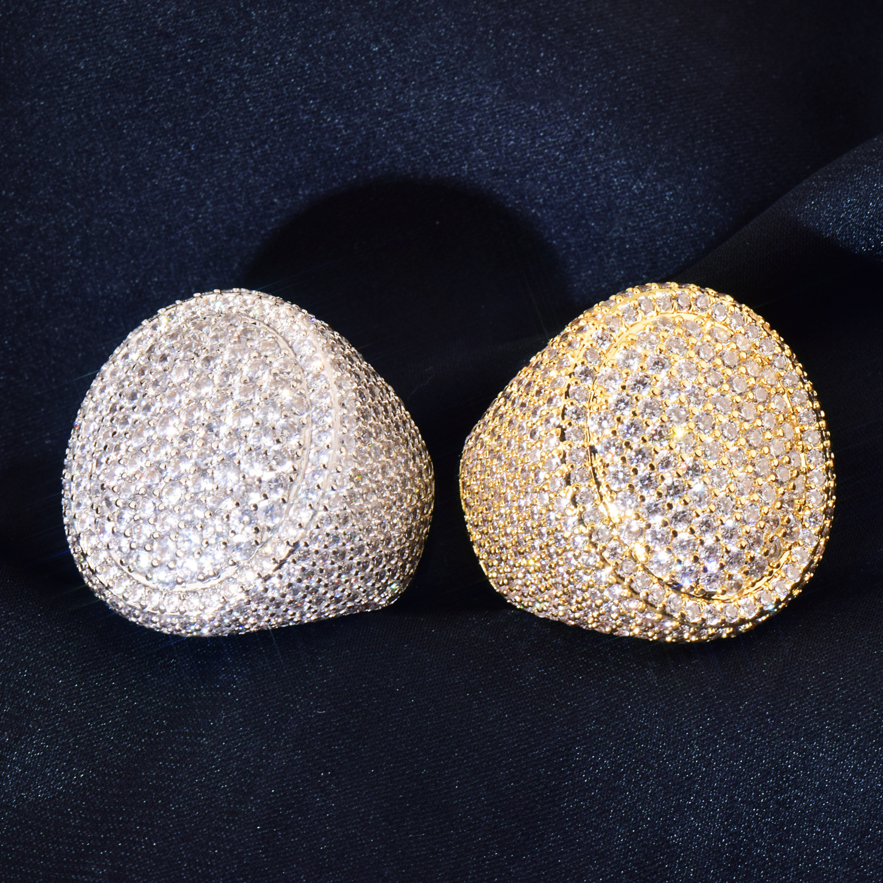 Solid Color Pattern Wholesale Jewelry Hip-Hop Solid Color Copper Zircon Inlay Rings