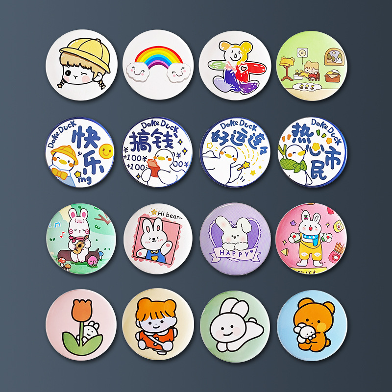 Creative gift tinplate badge 3CM 4.5CM cute smiling face badge…
