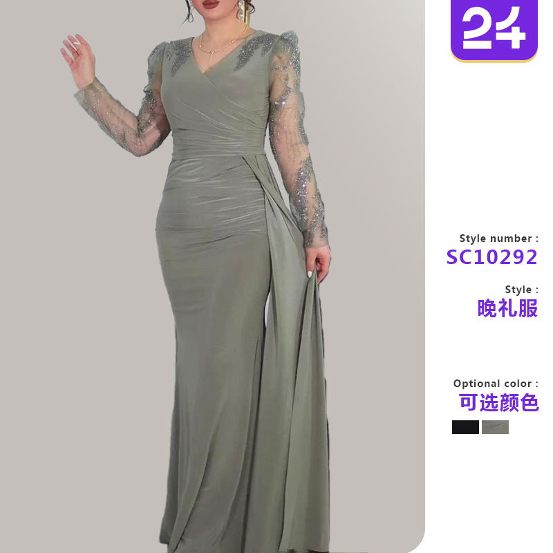 2026 New Cross-Border European and American Dresses Amazon Evening Dresses Birthday Party Fashion Slim Sexy Dress