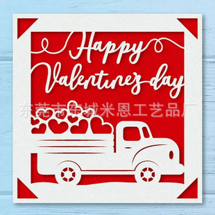 Cross-Border Customized Valentine's Day Greeting Card Wooden Love Paper-Cut Card Couple Gift Wooden Card Decorative Wooden Crafts