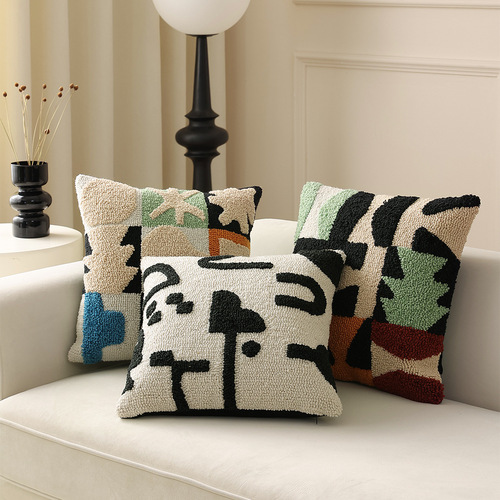 Simple living room sofa pillow case, high-definition dense loop velvet, light luxury office conference room cushion, home bedside pillow