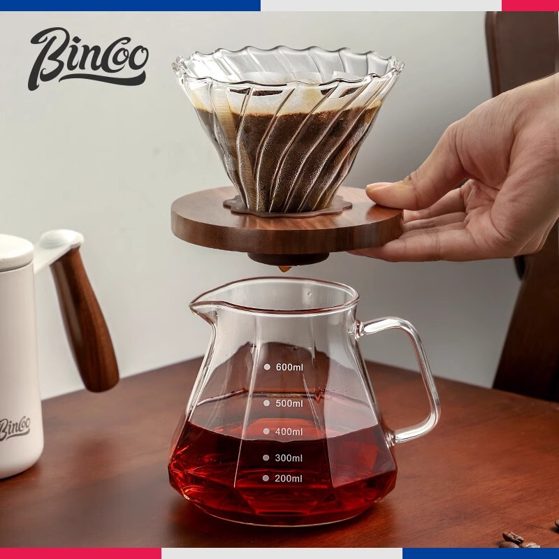 Bincoo hand Coffee Pot glass sharing pot filter cup coffee appliance suit household brewing filter pot