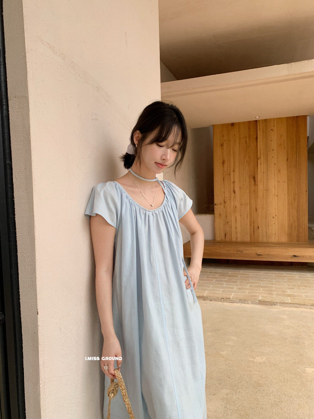 Đầm maxi nữ thắt eo chất liệu tencel linen phong cách nghỉ dưỡng Hàn Quốc — xanh đậm, màu sắc, màu hồng, dưa lưới chi tiết 8