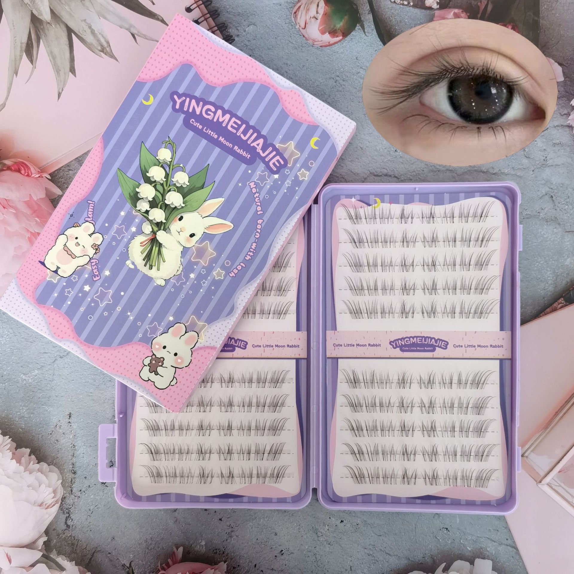 20 filas de paquete de caja de regalo de pestañas falsas transfronterizas, pestañas falsas densas, pestañas falsas sin pegamento.