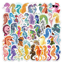 54张海马儿童益智涂鸦贴画跨境装饰桌面笔记本行李箱防水贴纸批发