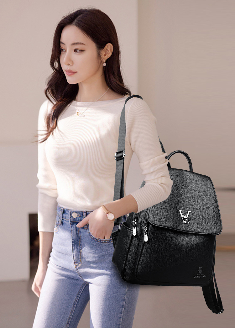 Mom 2024 neue Mode schwarz klassischer Rucksack hochwertige Damen Casual Reisetasche Trend_voghion.com