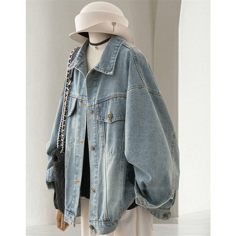 High-grade Washed light blue Denim Jacket Women's 2025 Spring New Korean Casual Loose Slim Jacket Top
