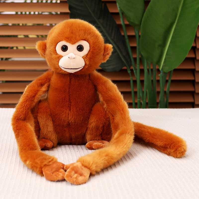Simulación lindo mono juguete de peluche oro mono muñeca de brazo largo cortina de monos atar muñecas colgantes accesorios de fotografía