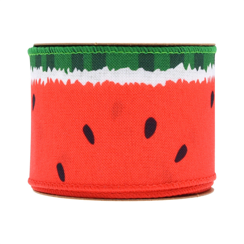 Amazon transfronterizo nueva fruta sandía cinta verano decoración DIY material arco ancho de lino