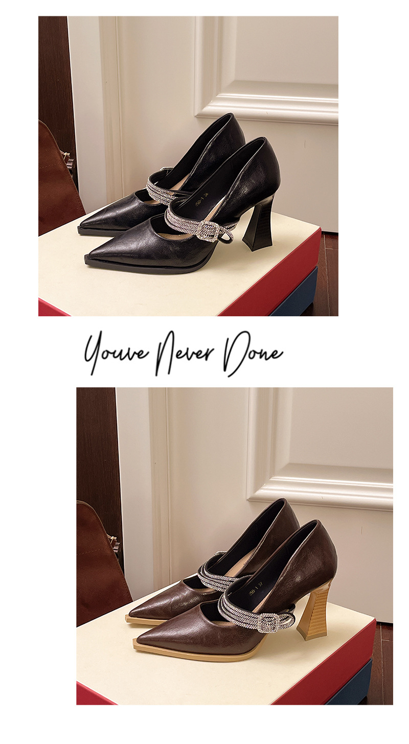 Vintage Mary Jane Shoes For Women With Rhinestones Chunky Heel_voghion.com