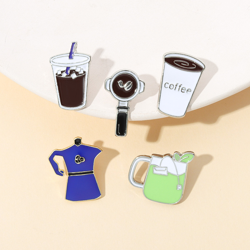 Amazon Style Cartoon Coffee Cup Shape Series Collection Exquisite Small Gift Decorations Metal Badges