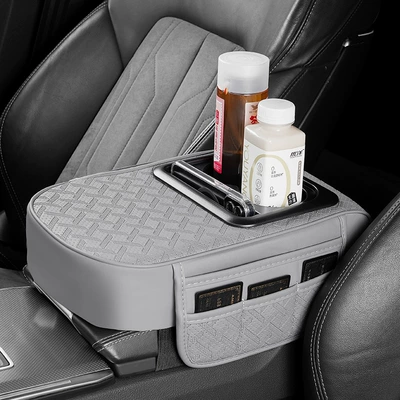 integrated armrest box pad, Armrest box pad - thousand-bird-pattern-gray
