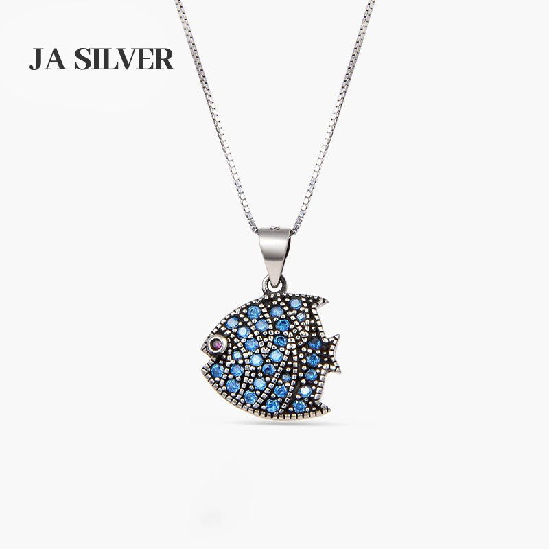 S925 plata esterlina colgante de pescado tropical nicho femenino diseño tailandés diamante colgante de plata personalidad colgante de un cabello