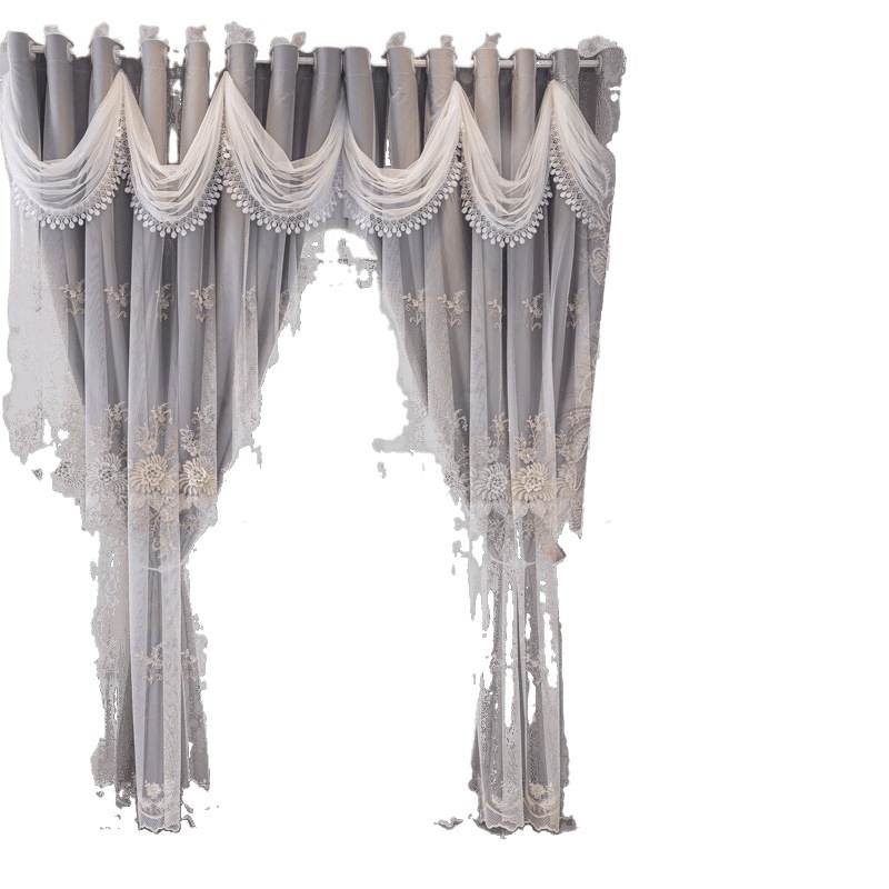 Nuevas cortinas europeas 2025 tela de sombra en relieve en una sala de estar de doble capa dormitorio bordado princesa viento
