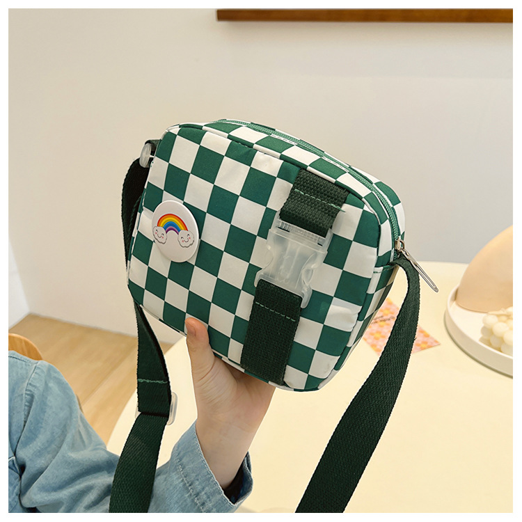 127g Weight Polyester Lining Material Zipper Closure Type Sling Strap Strap Type Shoulder Bag, Crossbody Bag Bags Type Casual Occasion Nylon Material Plaid Pattern All Seasons Season Kid'S, Women's Gender Cute Style Square Shape Kid'S Women's Nylon Plaid Cute Square Zipper Shoulder Bag Crossbody Bag 10