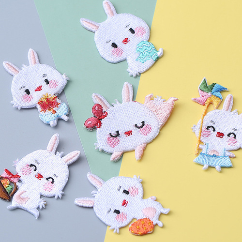 Yixiu embroidery cloth patch, computer embroidered stamp, fashionable cartoon bunny accessories, hand-burned edge clothing patch patch