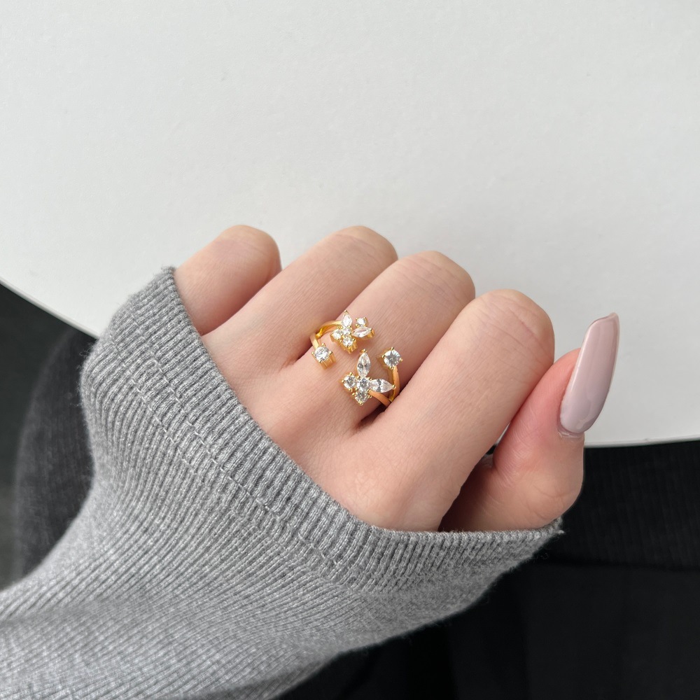 Sterling Silver Simple Style Classic Style Inlay U Shape Insect Zircon Rings display picture 14