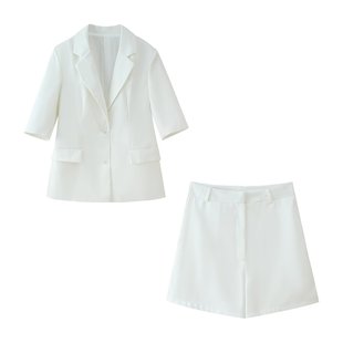 Pb&Za Women's 205 Autum New Elegant Commuter Style Short-Sleeved Suit Jacket Simple Pure Color Shorts Suit