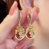 Retro silver needle, earrings from pearl, silver 925 sample, wholesale